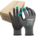 Kebada Safety Work Gloves,120 Pairs Bulk Pack, Touchscreen, PU Coated, Ideal for Warehouse