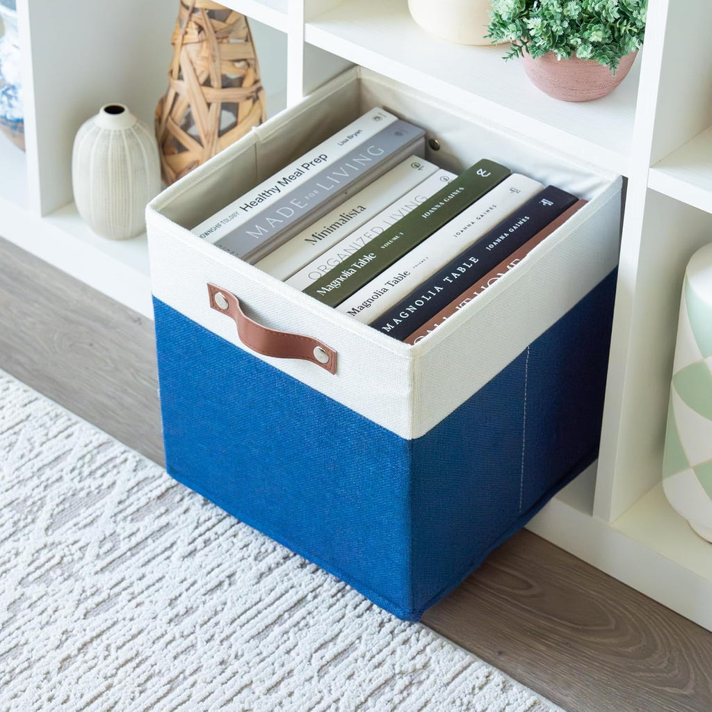 OrganiHaus 11x11 Fabric Cubes Storage Bins Set of 4, Foldable Collapsible Fabric Storage Bins for