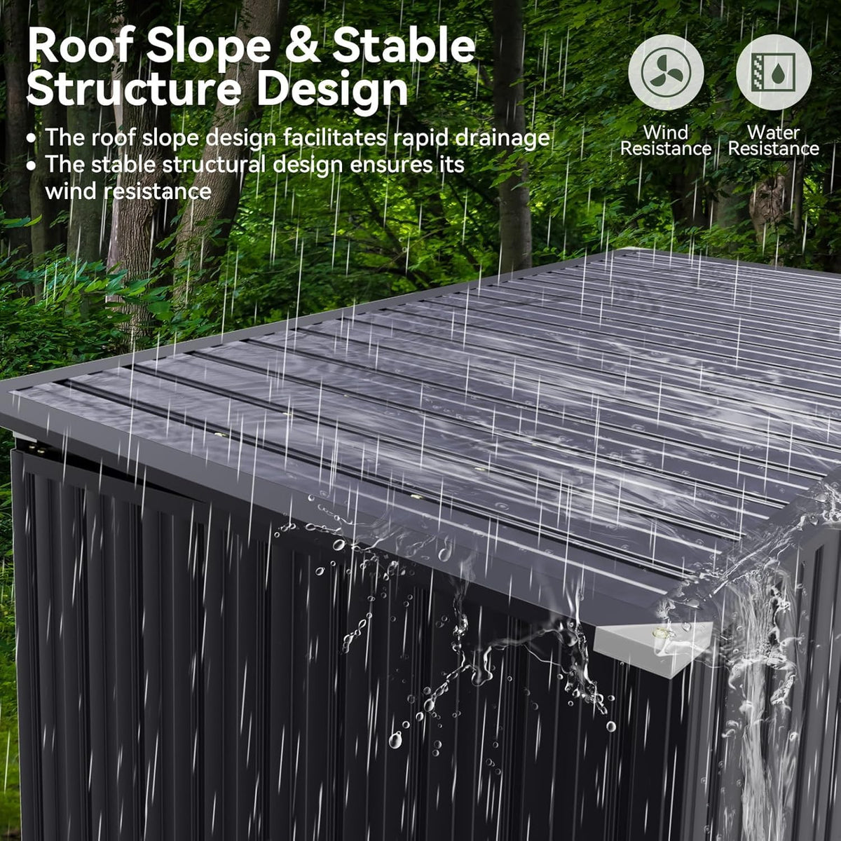 Aoxun 3.3' x 5.6' Metal Storage Shed - Waterproof Outdoor Garbage Can Organizer with Chain Lid