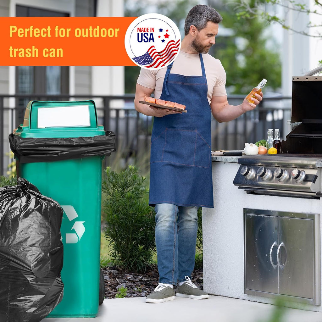 Delxo 55-60 Gallon Black Trash Bags, 100 Count – 0.9 Mil Medium Duty Garbage Bags, Thick, Durable &