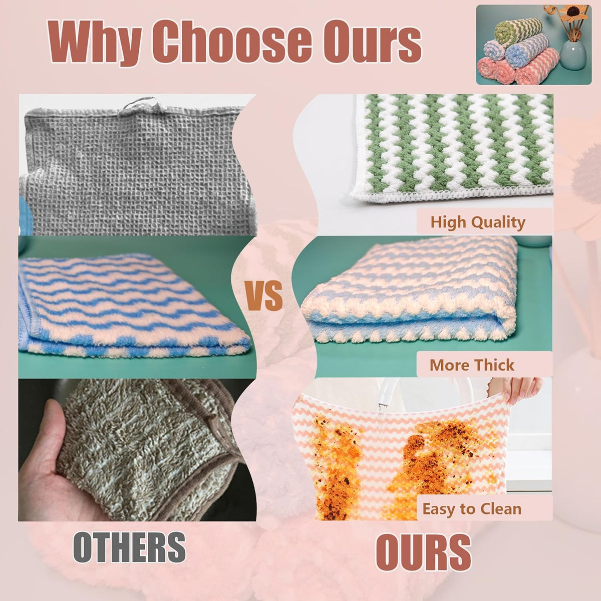 Microfiber Cleaning Cloth,12 Pack 12"x12" Dish Towels for Kitchen,Fast Drying Dish Rags for Washing