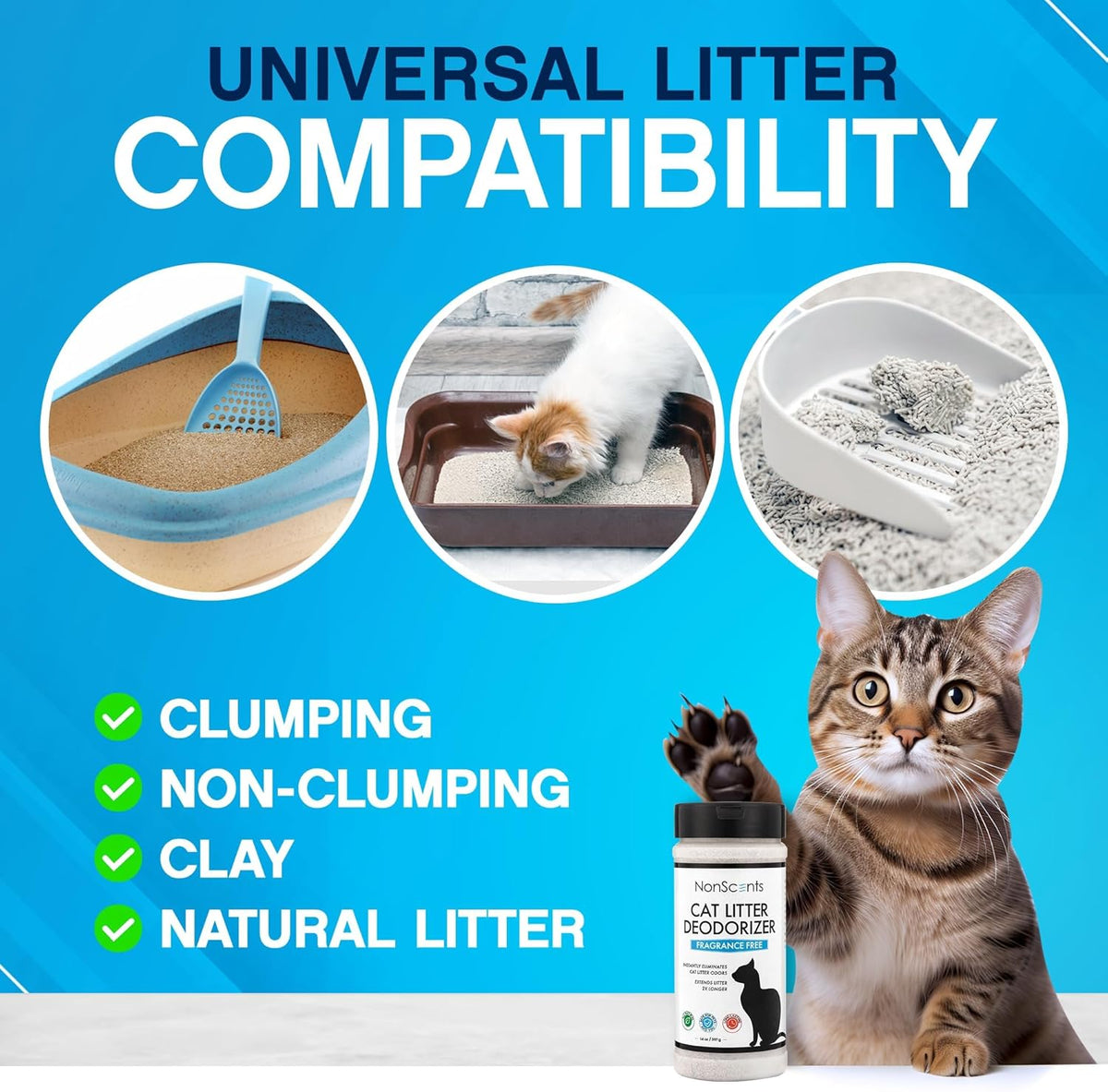 NonScents Odor Control Cat Litter Deodorizer - Professional Strength Odor Neutralizer, 16oz