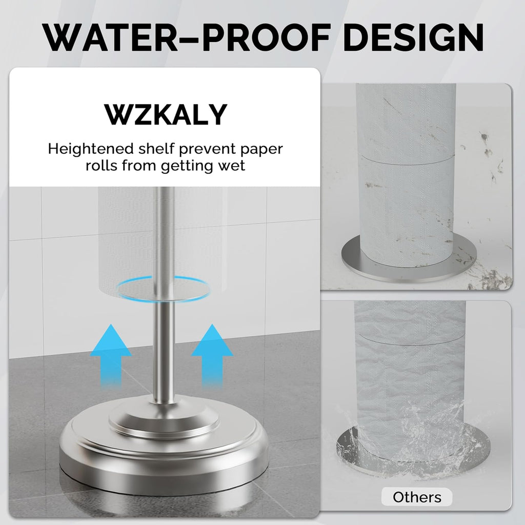 Toilet Paper Holder Stand with Storage – 4 Extra Rolls –Brushed Nickel Toilet Paper Holder for