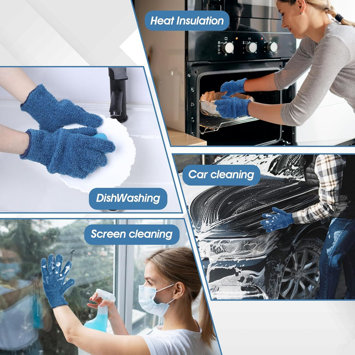 Plant Dusting Gloves, Microfiber Dusters for Cleaning Kitchen Indoor Mitt for House Use Desk Window