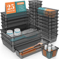 WOWBOX 25 PCS Plastic Drawer Organizer Set, Desk Drawer Divider Organizers and Storage Bins for