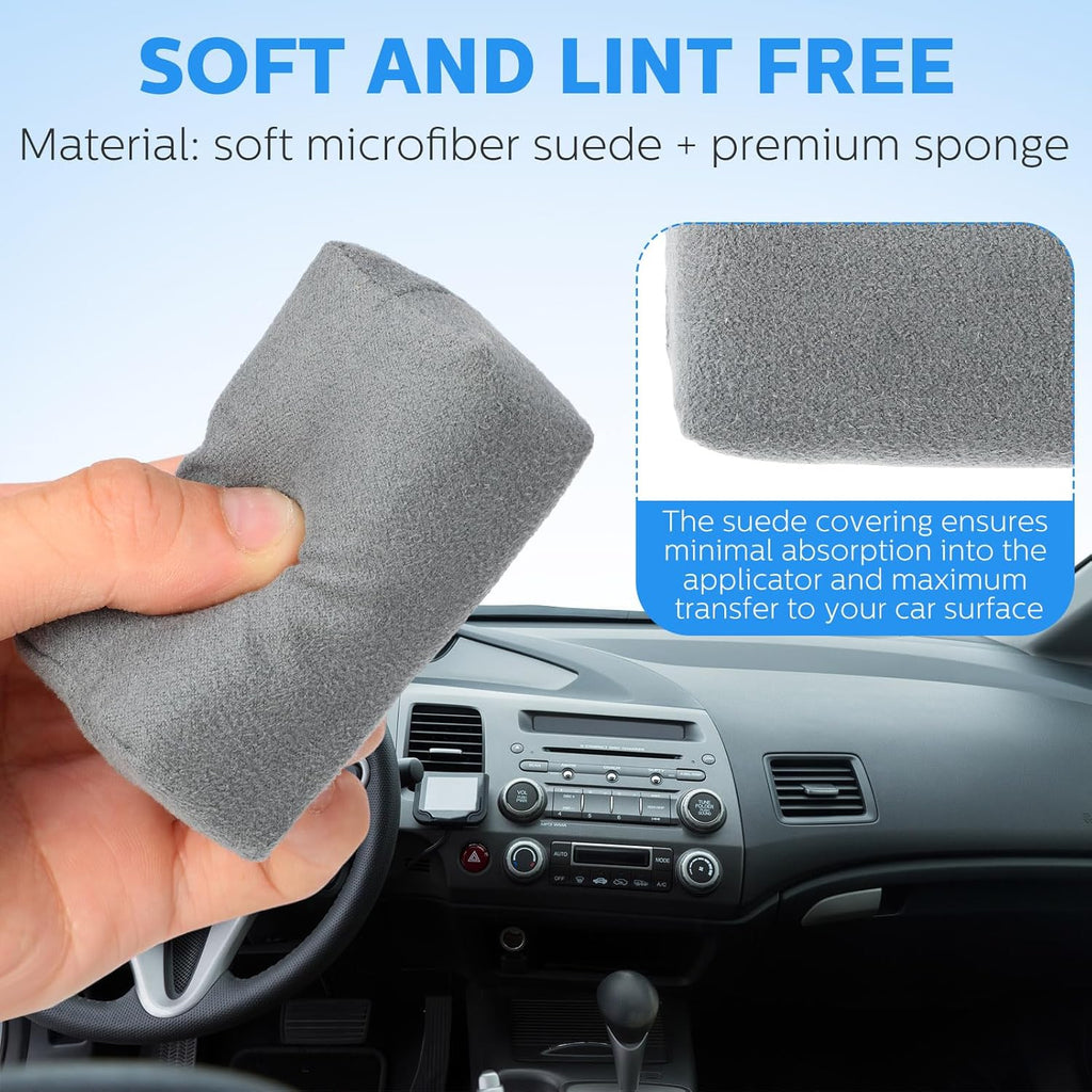 Riakrum 18 Pack Microfiber Applicator Pads Suede Car Detailing Sponge Ceramic Coating Applicator