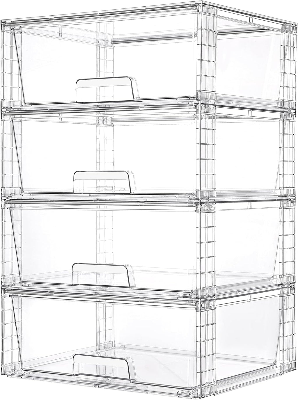 Vtopmart 4 Pack Large Stackable Storage Drawers,Easily Assemble Acrylic Bathroom Closet Undersink
