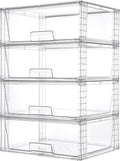 Vtopmart 4 Pack Large Stackable Storage Drawers,Easily Assemble Acrylic Bathroom Closet Undersink