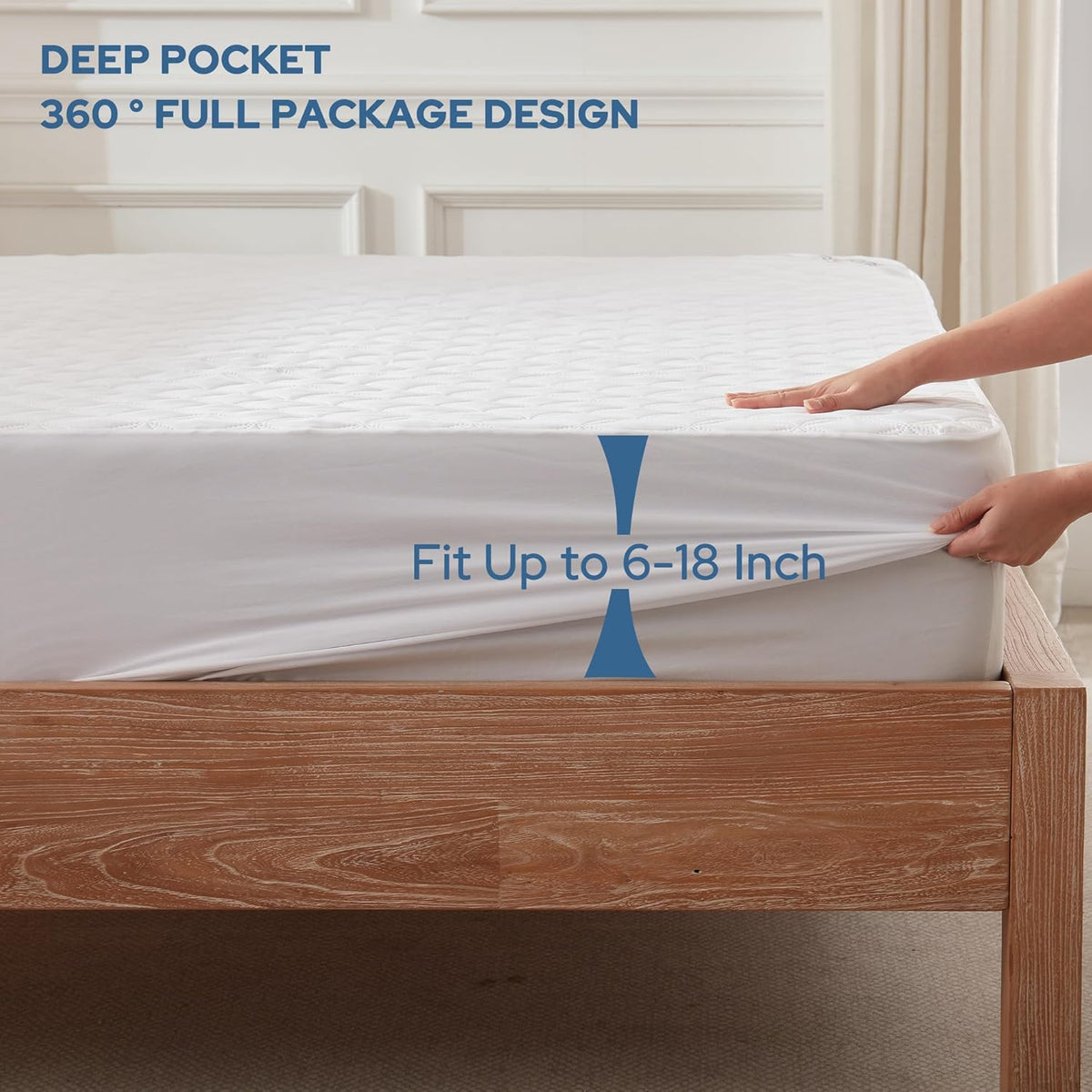 BEDLORE Waterproof Mattress Protector, King Size Noiseless Mattress Pad with Deep Pocket Fitted Up