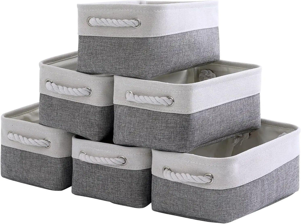 TcaFmac Small Storage Baskets for Shelf 6 Pack Canvas Storage Basket with Handles Fabric Storage