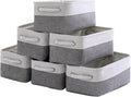 TcaFmac Small Storage Baskets for Shelf 6 Pack Canvas Storage Basket with Handles Fabric Storage