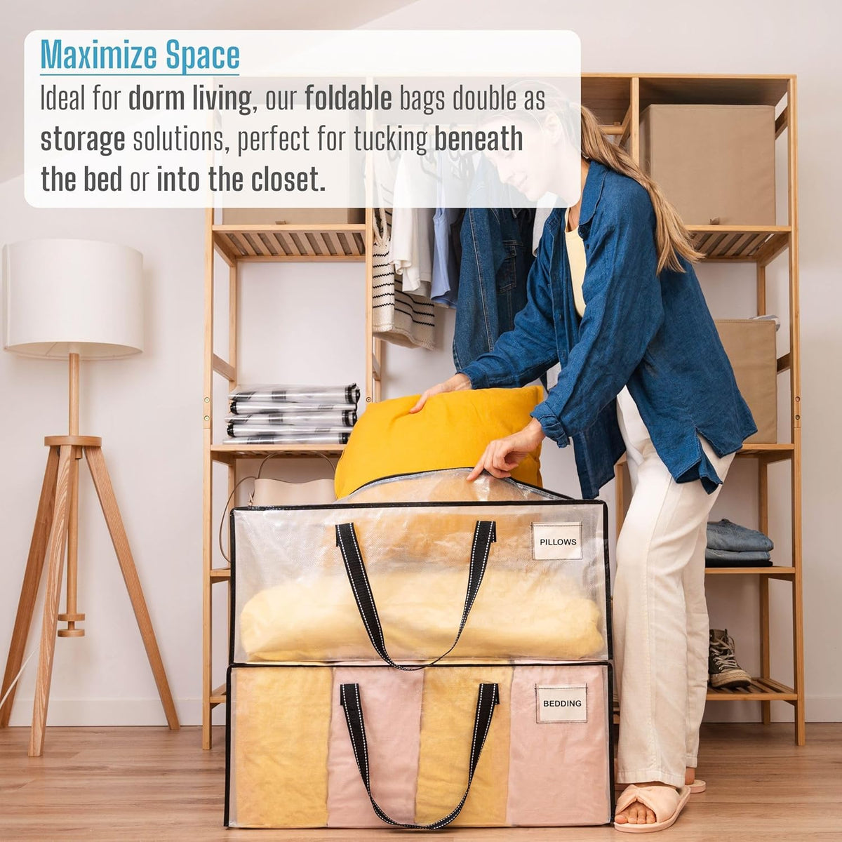 VENO 2 Pack Moving Bags Extra Large Storage Bags for College Move-In, Heavy-Duty Storage Totes