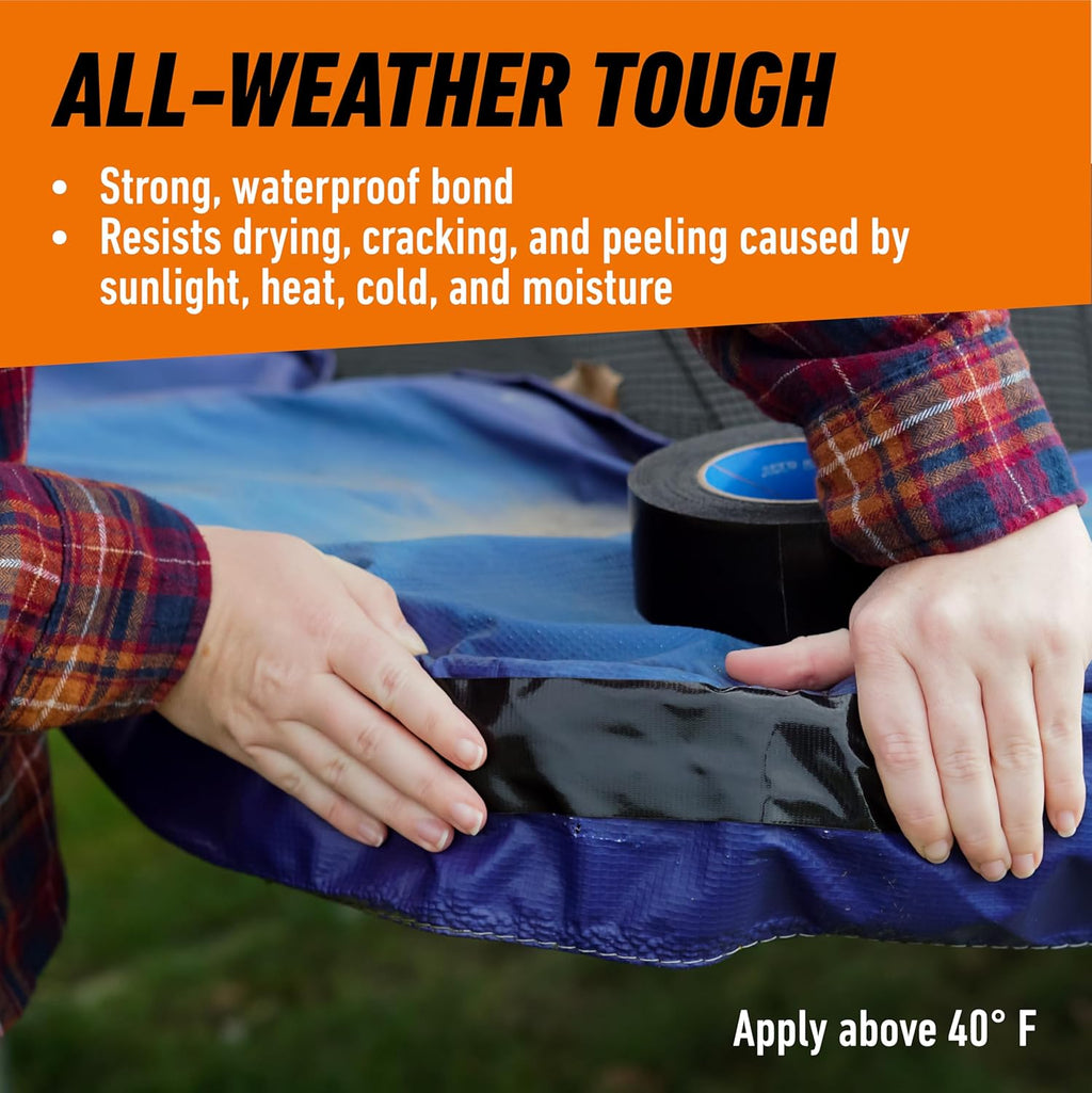 Gorilla All Weather Duct Tape, Black, 1.88" x 25 yd (Pack of 1) - UV and Temperature Resistant