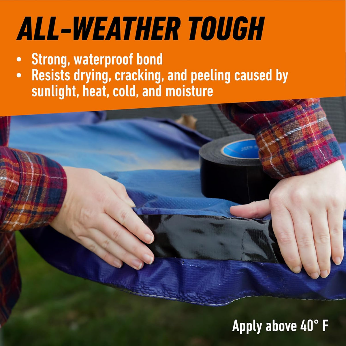 Gorilla All Weather Duct Tape, Black, 1.88" x 25 yd (Pack of 1) - UV and Temperature Resistant