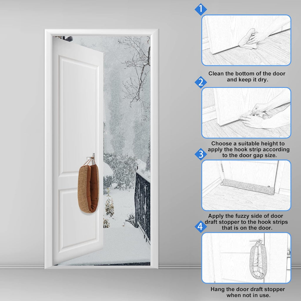 NABOWAN 32" Weighted Under Door Draft Stopper -Triangular Door Draft Blocker with Hook Loops for