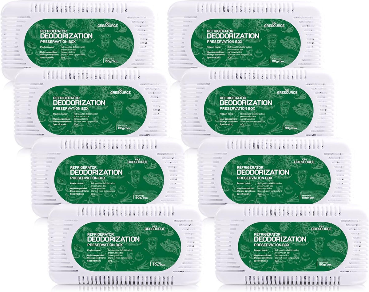 8 Pack Fridge Deodorizer, Refrigerator and Freezer Deodorizer Odor Eliminator Reusable, Unscented