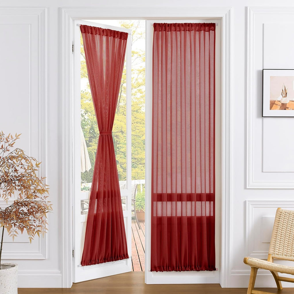 Tollpiz Sheer Curtains Closet Linen Textured Curtain Sheers Doorway Light Filtering Voile Patio