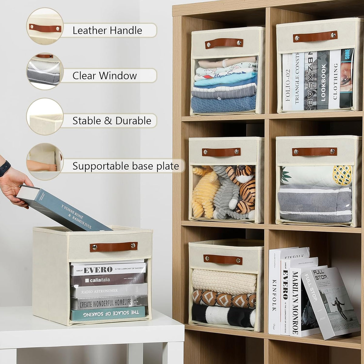 HNZIGE 11 x 11 Storage Cubes Bins for Storage Organizer,Shelf Fabric Storage Bin for Cube