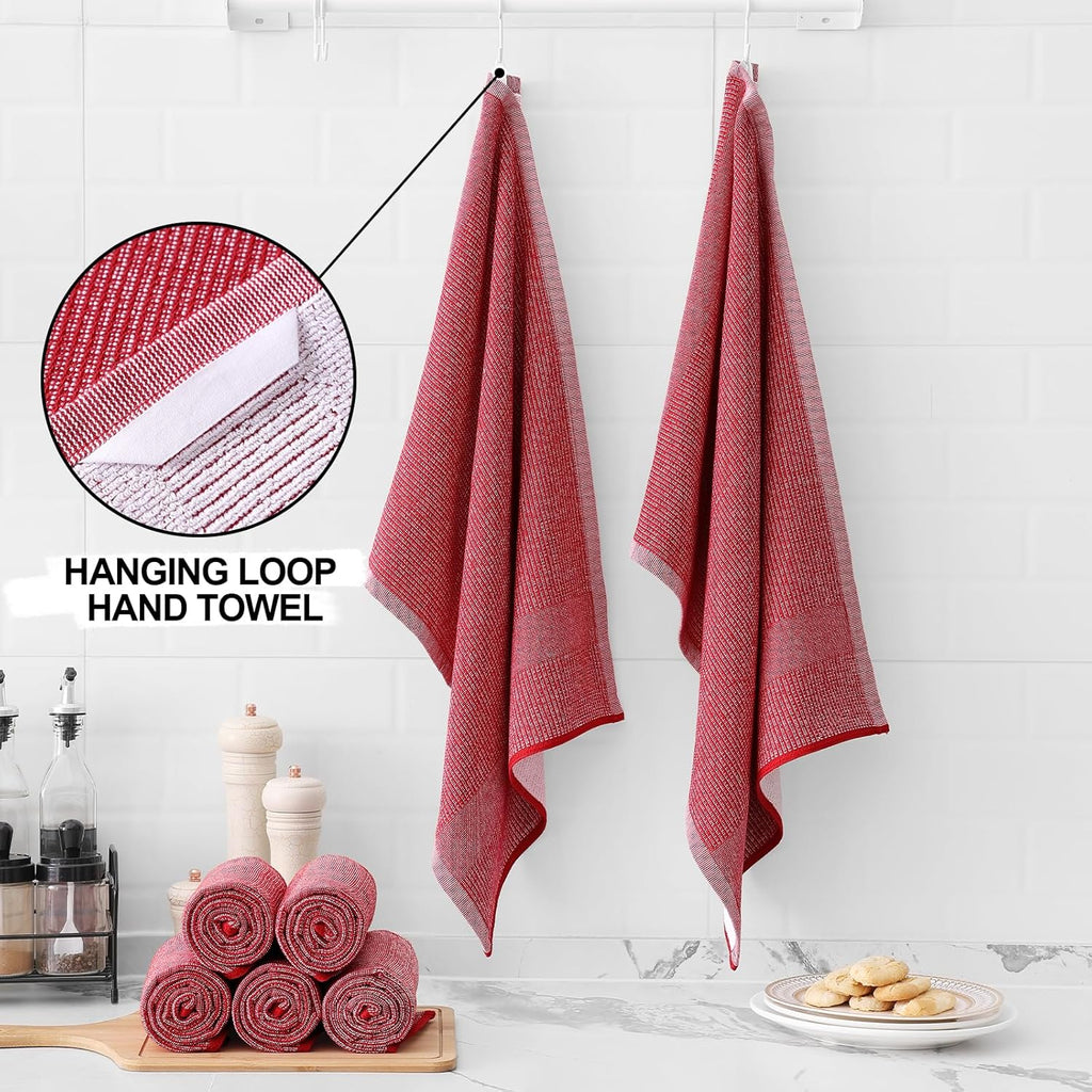 Homaxy Premium Kitchen Towels(18”x 28”, 8 Pack), Large Cotton Kitchen Hand Towels, Flat and Terry