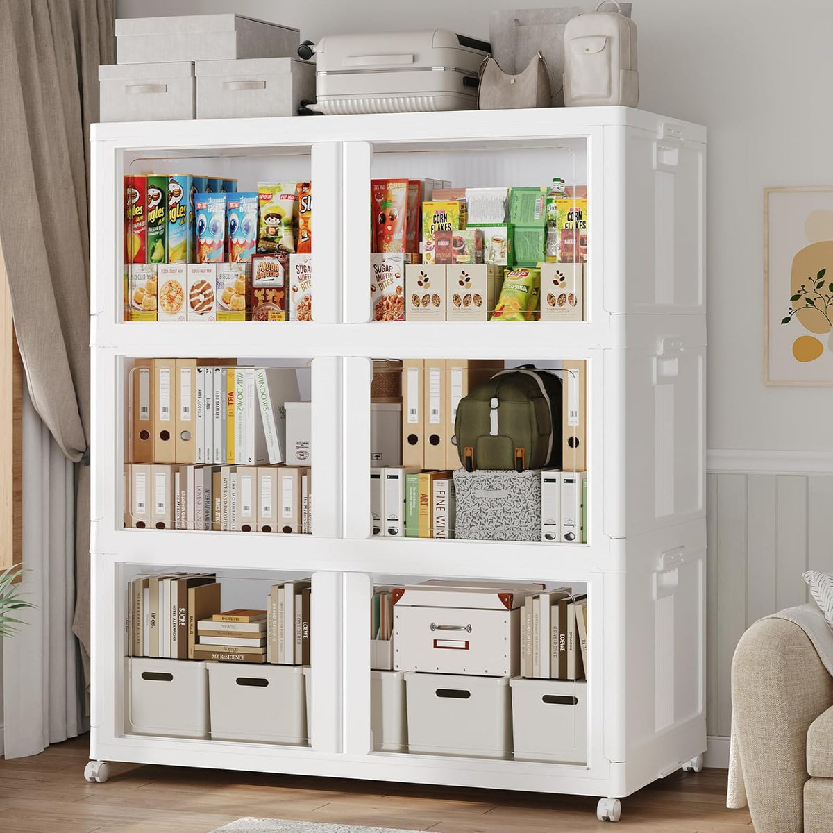 600Qt Stackable Storage Bins with Lid and Wheels, 150Gal Plastic Closet Organizer and Storage