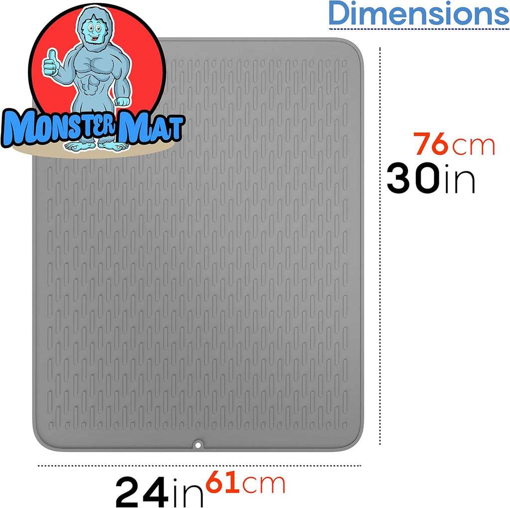 Monster Mat Extra Large Silicone Dish Drying Mat (30"x24") – Heavy Duty & Fast-Drying Silicone Mat