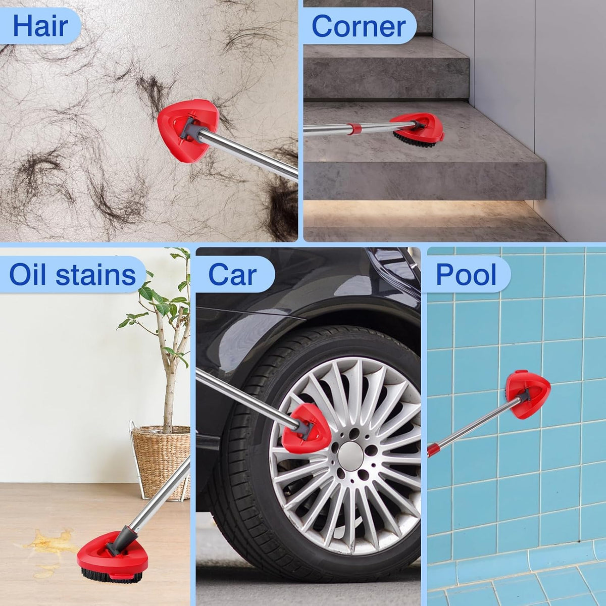 4 Pcs Mop Replace Heads & 1 Scrub Brush & 1 Base Combo for Ocedar Easywring 2-Tank System