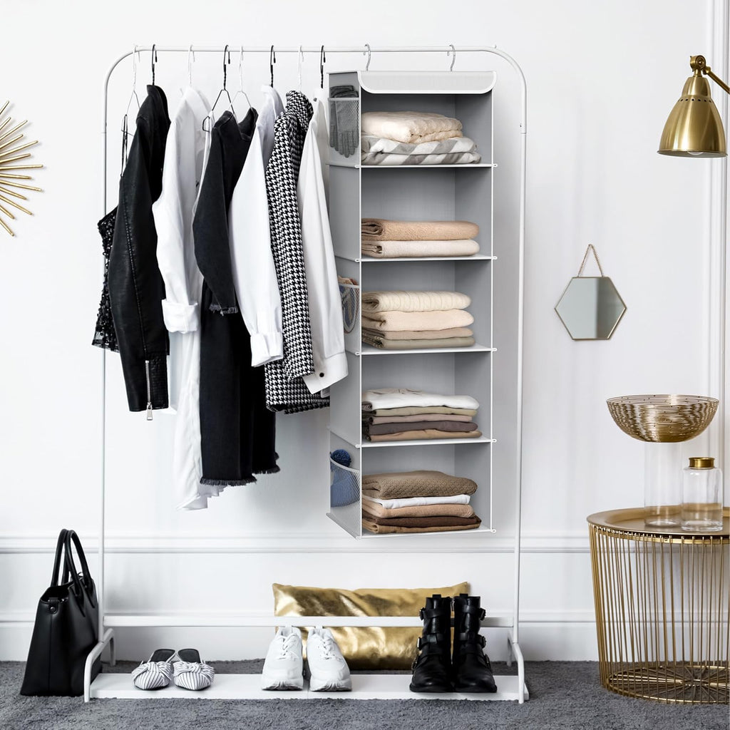 Simple Houseware 5 Shelf Hanging Closet Organizer, Gray