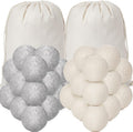 Roowest 56 Pieces Wool Dryer Balls Set 54 Reusable Wool Balls with 2 Muslin Bags Wool Laundry Balls