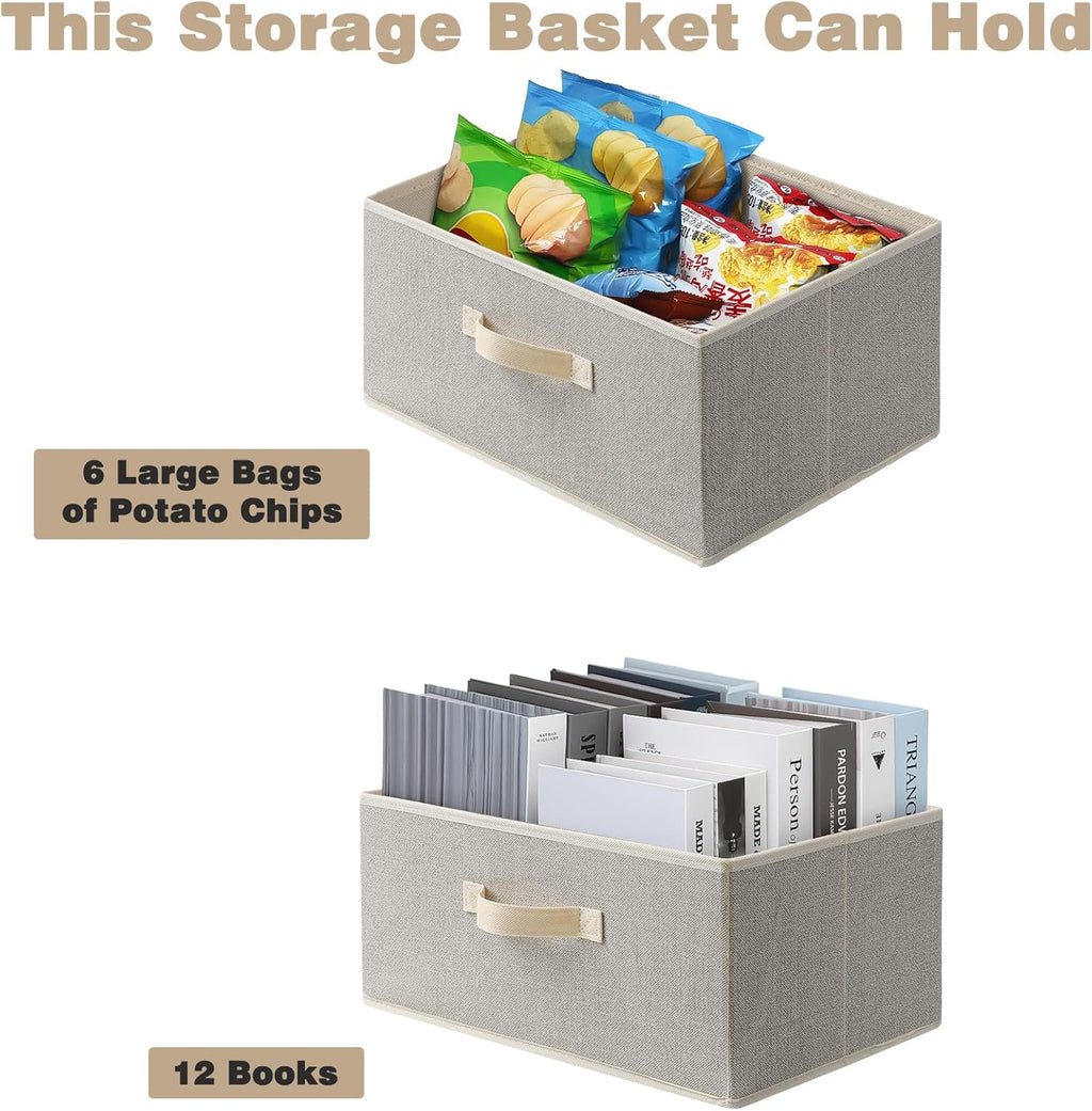 Storage Baskets, 15.7 Inch Woven Fabric Bins, Storage Cubes with Reinforced Handles, Organizer Bins