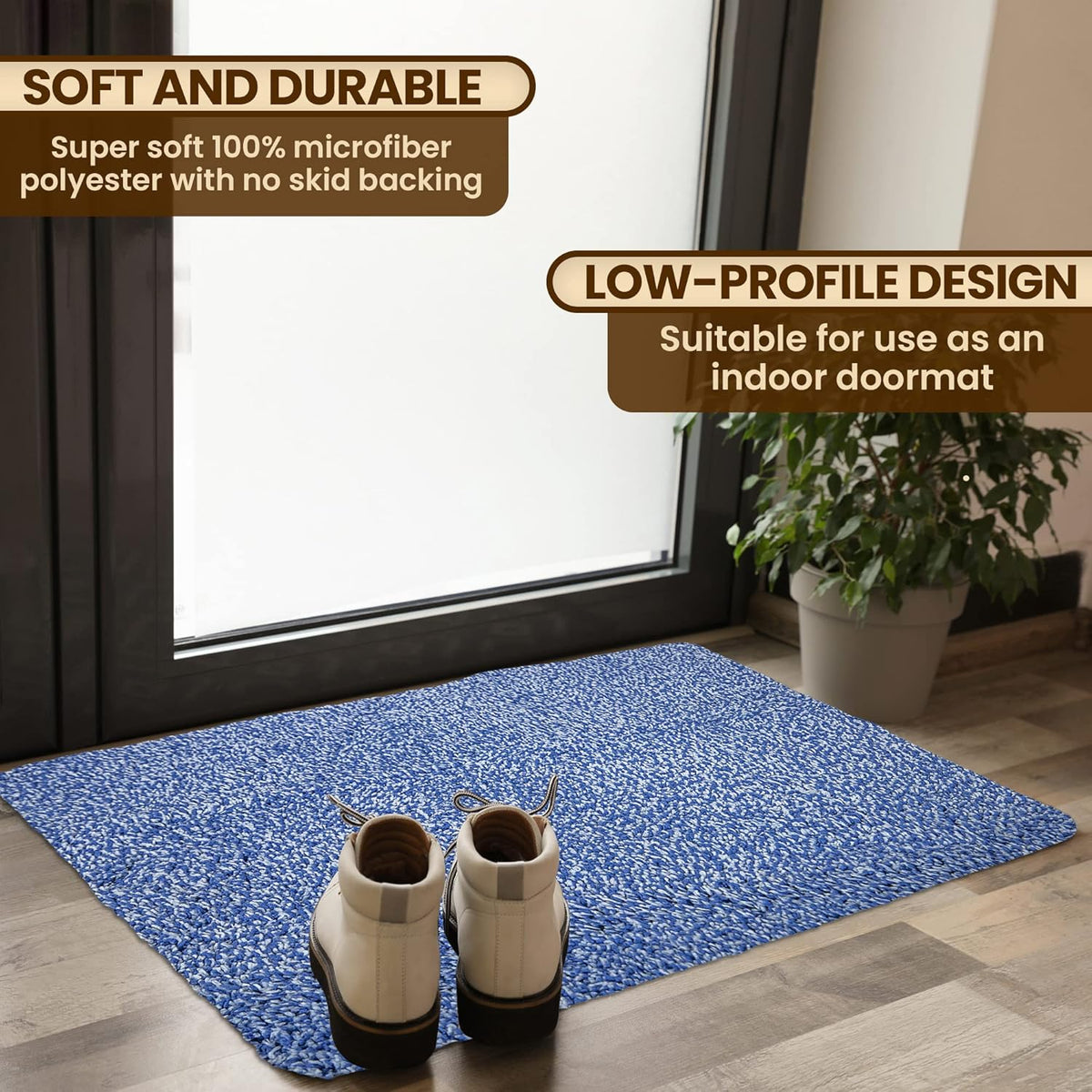 Premium Microfiber Indoor Door Mat – 36"x60" Washable Entry Mat, Non-Slip, Waterproof Backing