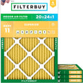 Filterbuy 20x24x1 Air Filter MERV 11 (MPR 1200) Allergen Defense Replacement (4-Pack)