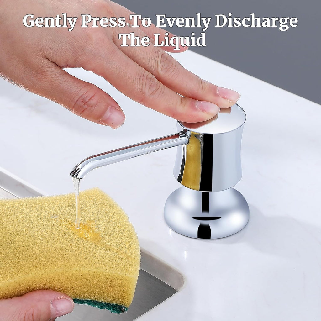 Sink Soap Dispenser for Kitchen Sink Chrome Upgrade with 40" Silicone Extension Tube Kit, Connect