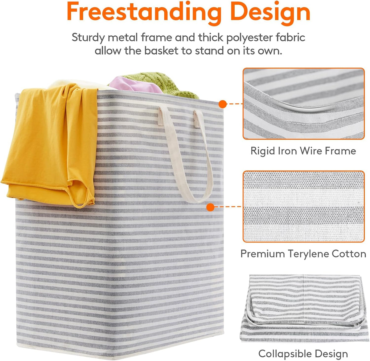Lifewit 3 Pack Laundry Hamper Large Collapsible Laundry Baskets, Freestanding Waterproof Clothes