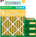 Filterbuy 20x24x4 Air Filter MERV 11 (MPR 1200) Allergen Defense Replacement (4-Pack)