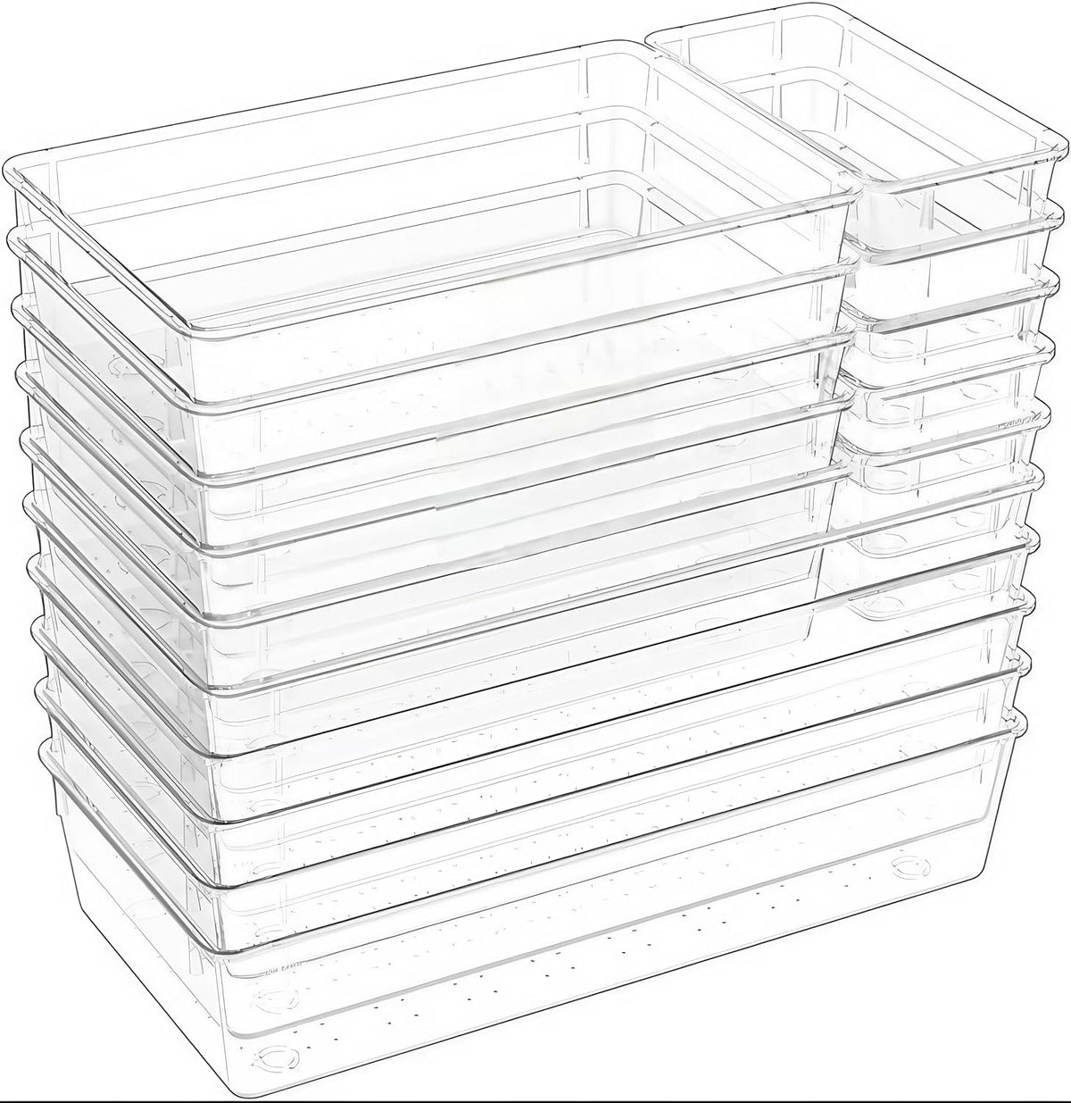 15-Pack Clear Drawer Organizer Set – Multi-Size Acrylic Storage Bins for Kitchen, Makeup, Office &