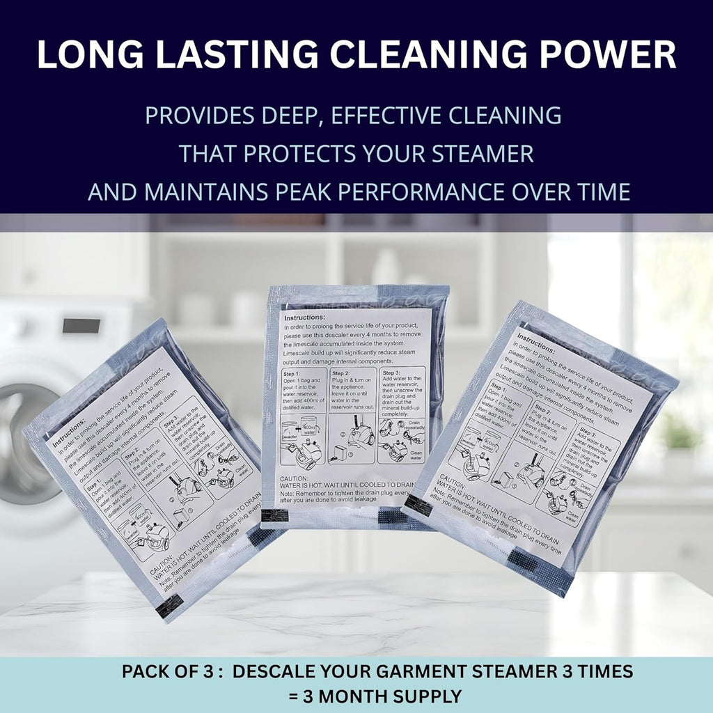 SALAV Garment Steamer Descaler/Decalcifier Packets for Mineral Deposits and Build-up Removal