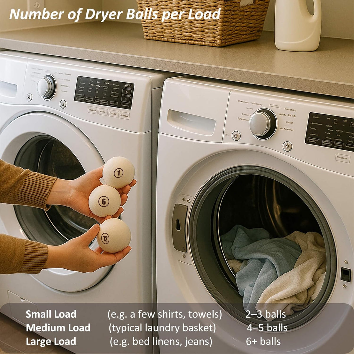 Sheep Wool Dryer Balls 6 Pack XXL(3.1") Premium Natural Fabric Softener, Reusable Laundry Dryer