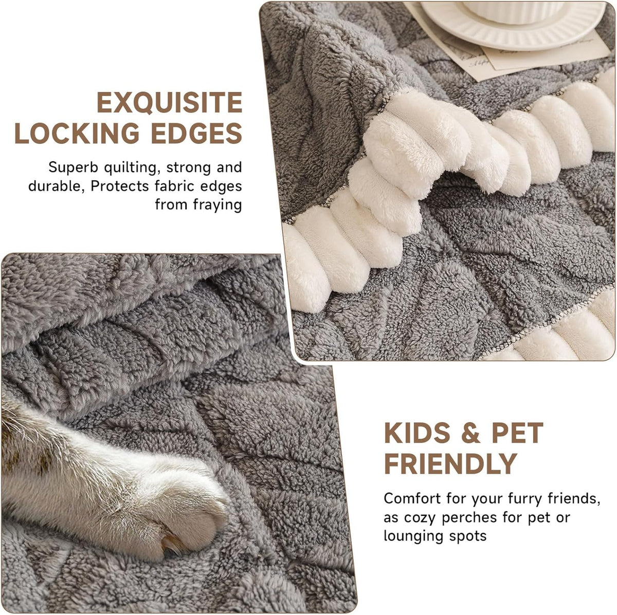 OTOB Plush Couch Cover for Dogs Washable, Non Slip Fuzzy Soft Armrest Backrest Sofa Slipcovers
