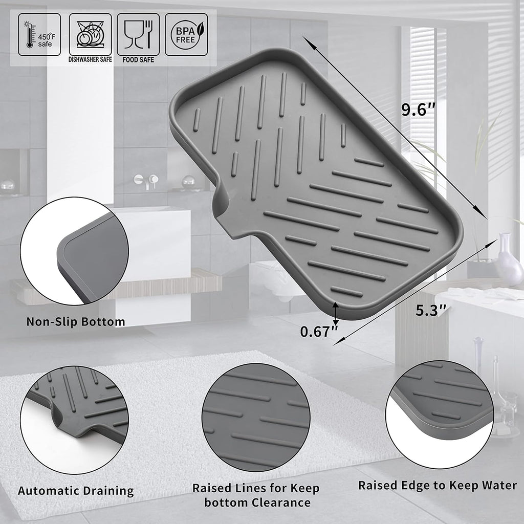 Silicone Bathroom Soap Dishes with Drain Spout-Bathroom and Kitchen Sink Organizer,Sponge
