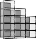 Kuject XX-Large Shoe Storage Boxes Organizers Clear Plastic Stackable 12 Pack, Shoe Rack & Holder