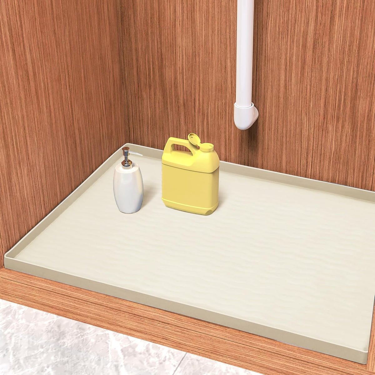 URMONA Waterproof Silicone Under Sink Mat 22'' x 22'' Shelf Liner for Kitchen and Bathroom, Cabinet
