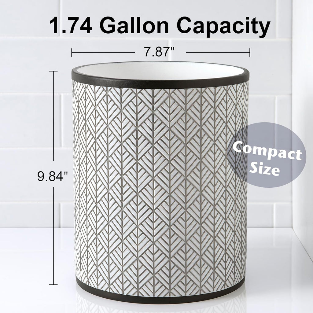 Allure Home Creation Shelby Resin Grey Multicolored Wastebasket Trash Can, Compact Size, 1.74