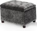 Joveco Storage Ottoman Bench, Rectangle 24" Velvet Foot Rest Stool Square Footstool for Living
