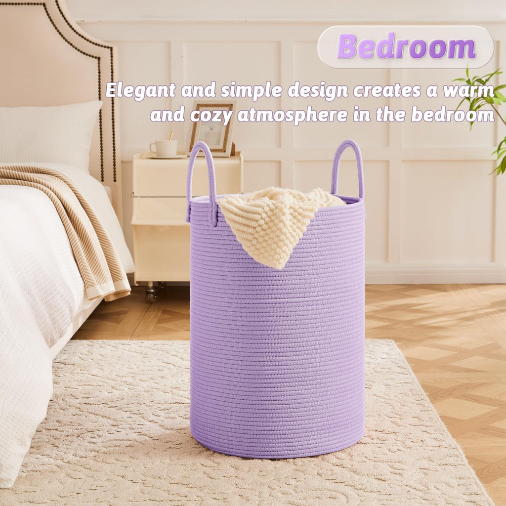 Laundry Basket,Woven Cotton Rope Laundry Hamper,60L for Decorative Storage of Dirty Clothes,Toys