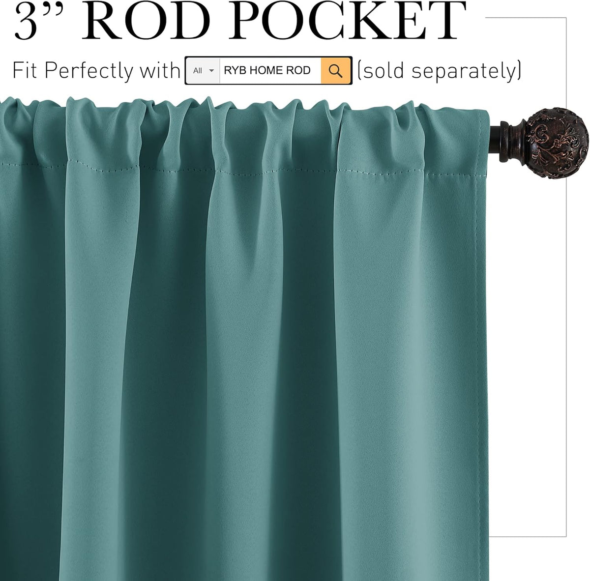 RYB HOME Bedroom Window Curtains, Heat Cold Insulated Drapes for Energy Cost Saving Washable