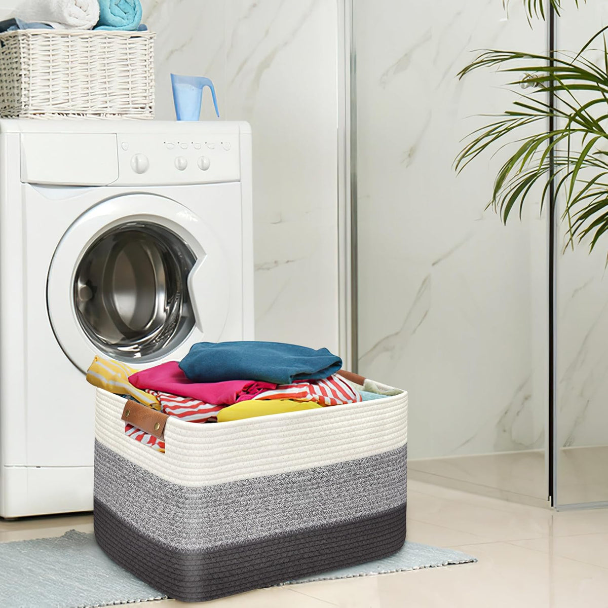 Large Collapsible Laundry Basket, Clothes Hamper for Blanket, Toy, Towels, Woven Baskets for