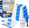 HOUSE DAY 22 Pack Vacuum Seal Bags For Clothing Travel, 80% Space Saving Travel Vacuum Bags with