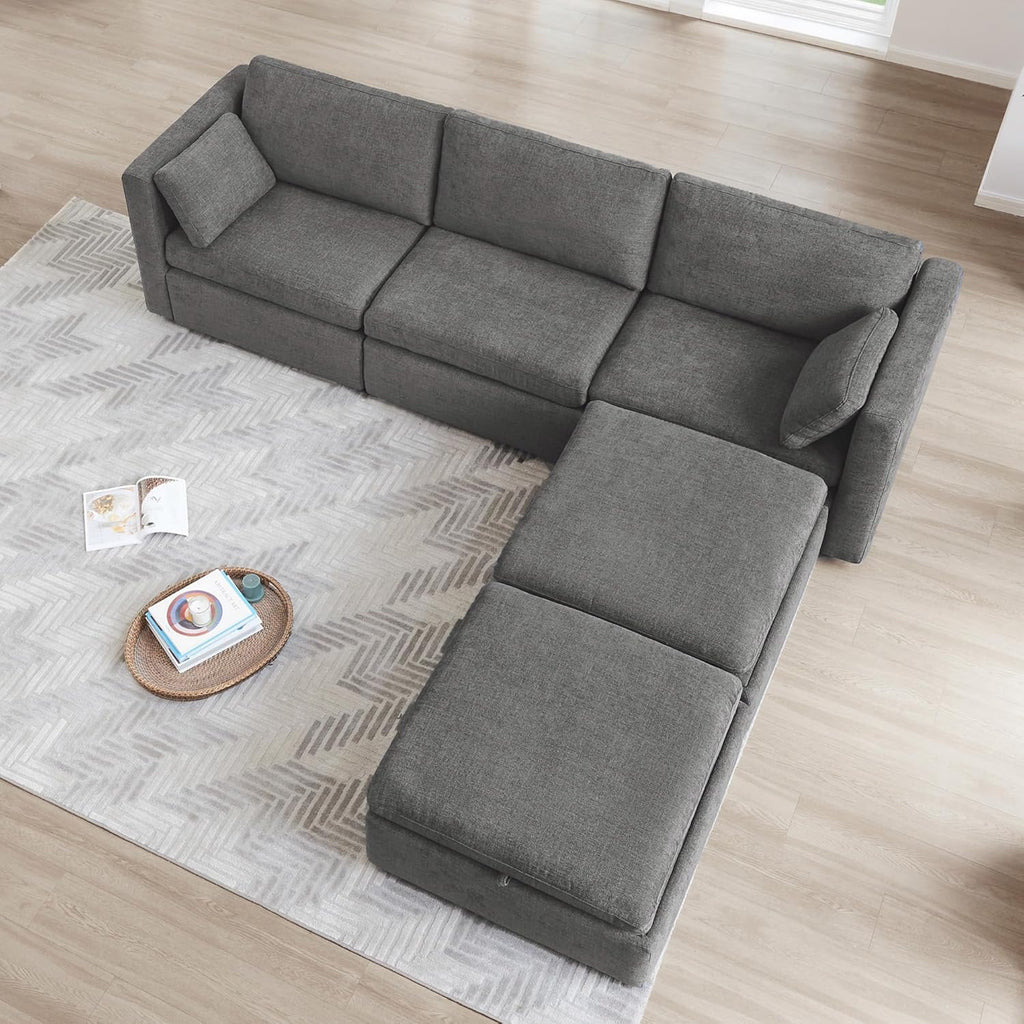 CHITA Oversized Modular Cloud Sectional Fabric Sofa Set, FSC Certified U Shaped Couch Reversible