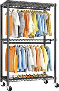 Raybee Heavy Duty Clothing Rack with Wheels,Rolling Clothes Rack for Hanging Clothes,Portable,2