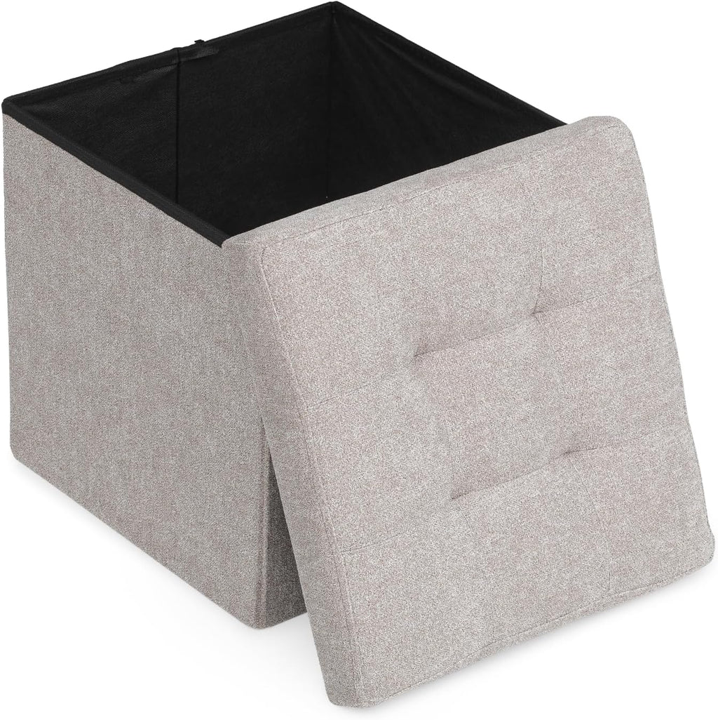 Athena Collection 15" Storage Ottoman Bench Folding Bench with 40L Hidden Storage, Small Cube